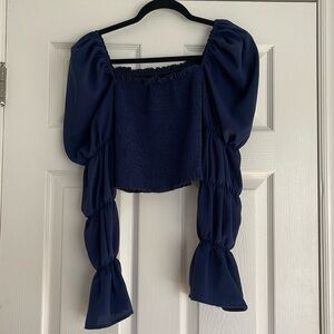 Navy bubble sleeve top
